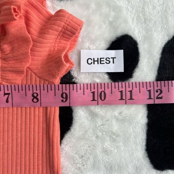 Baby Cat and Jack Girl's Orange Ribbed Romper with Matching Bow 0-3 months - Picture 7 of 8